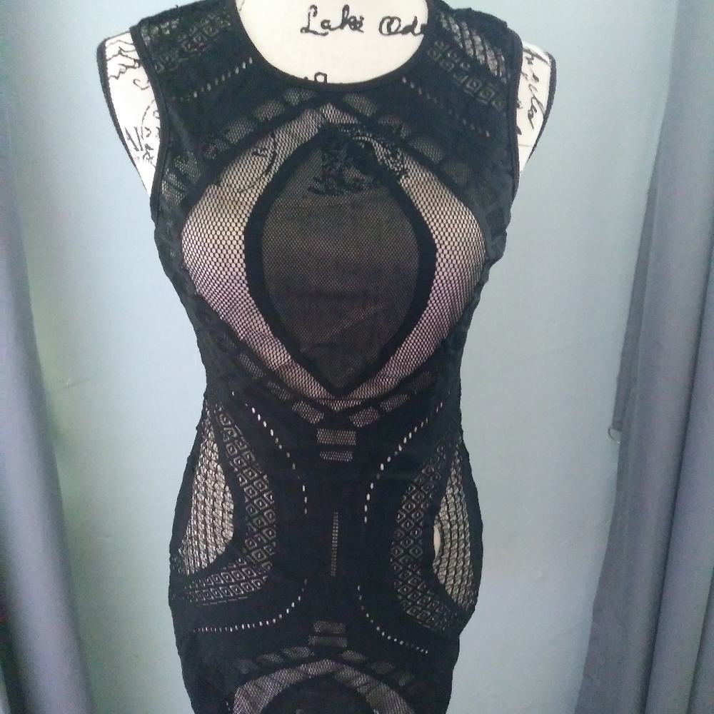 Black & nude lace dress